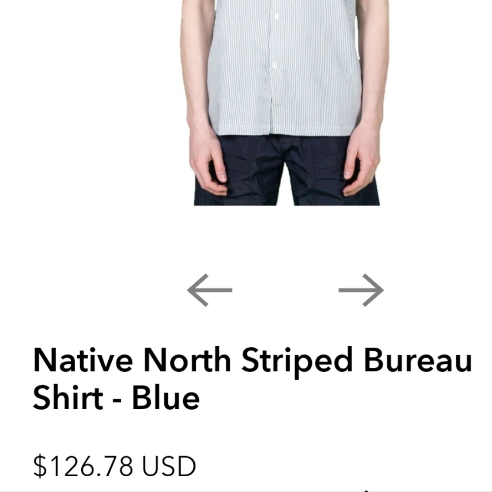 Native North Men's Blue Striped Bureau Shirt Button Up Front Size Large - Picture 5 of 9